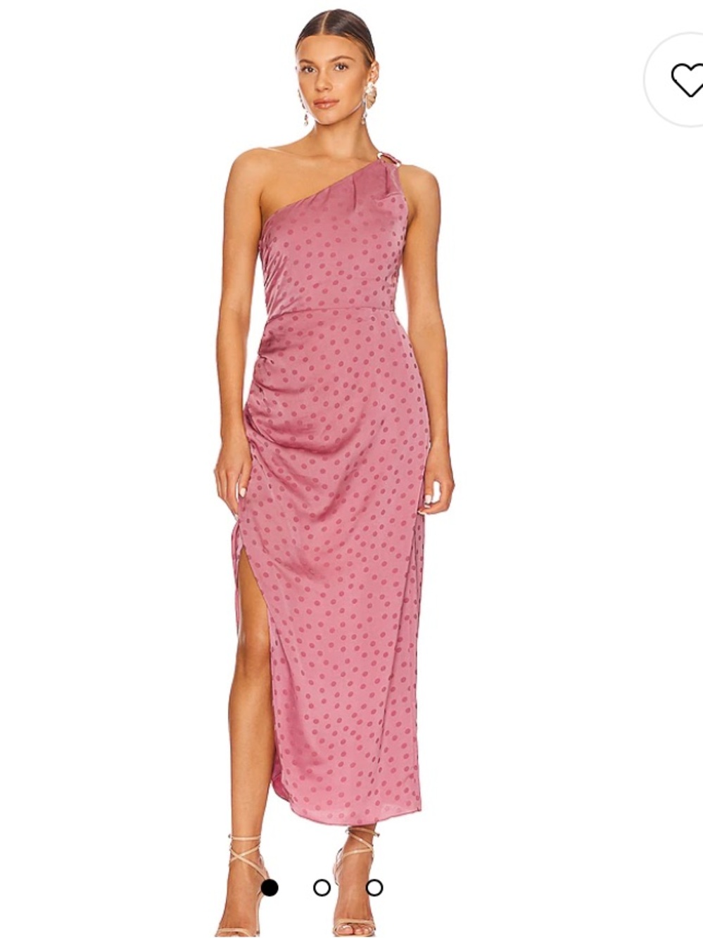 One-Shoulder Rose Pink Polka Dot Maxi Dress